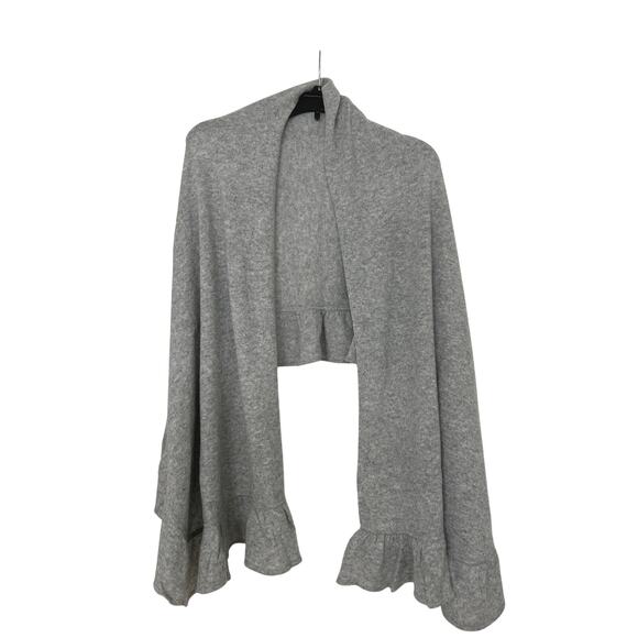 Precious Fibers 100% Cashmere Gray Ruffle Shawl/Scarf/Ruana One size New - Picture 1 of 13